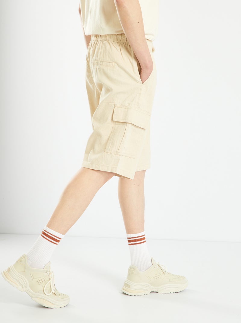 Bermudas em malha pontilhada com bolsos BEGE - Kiabi
