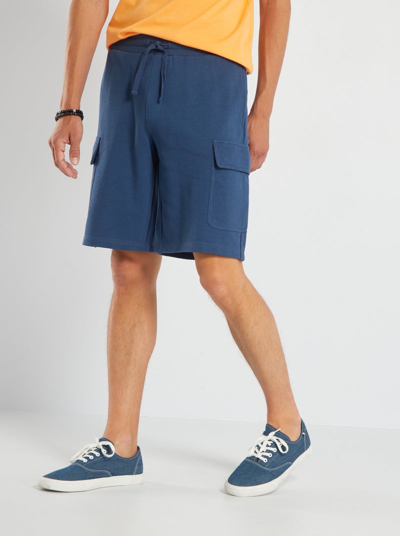 Bermudas em moletão com bolsos Azul Escuro - Kiabi