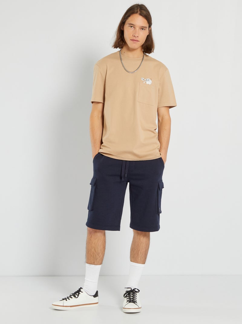 Bermudas em moletão com bolsos cargo AZUL - Kiabi