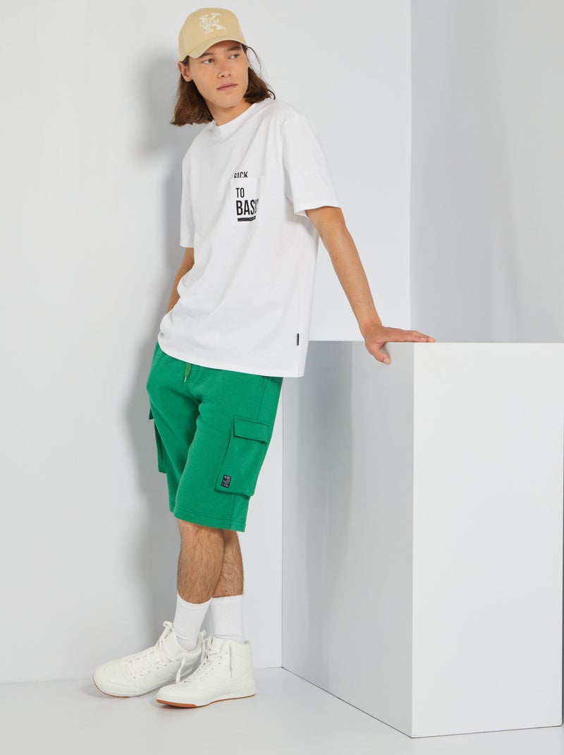 Bermudas em moletão com bolsos cargo VERDE - Kiabi