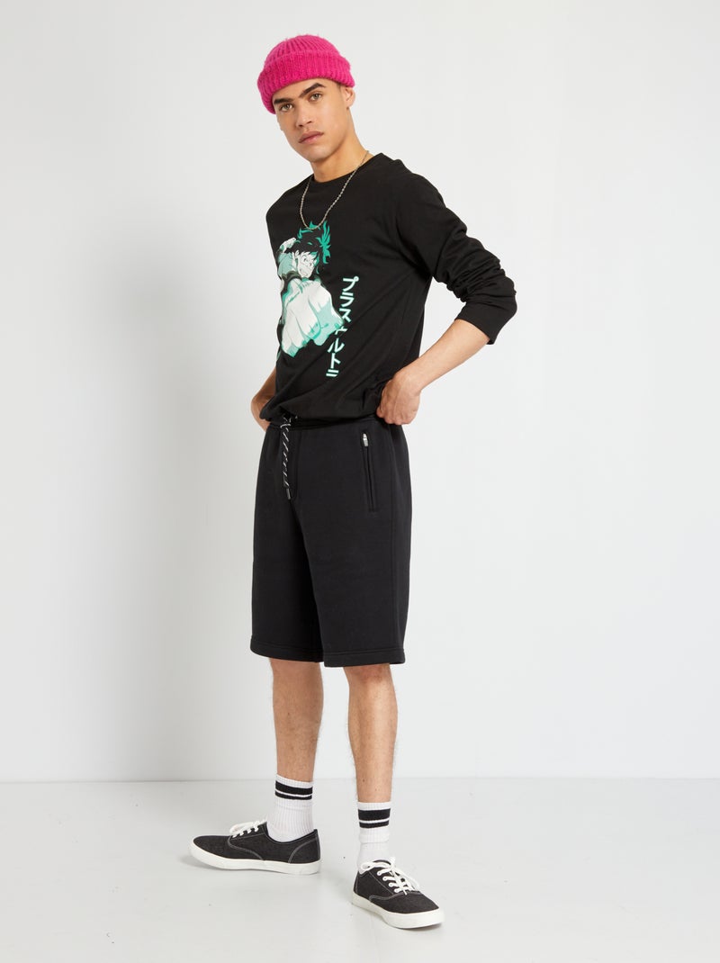 Bermudas em moletão com bolsos com fecho PRETO - Kiabi