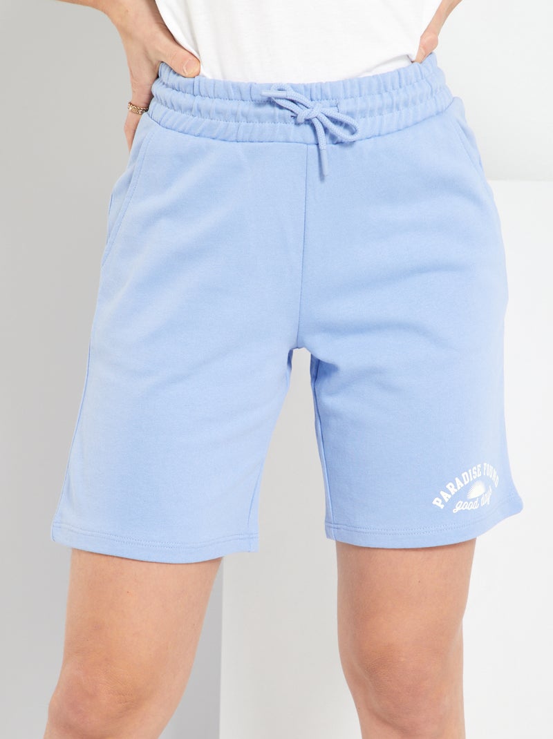 Bermudas em moletão com cós elástico AZUL - Kiabi