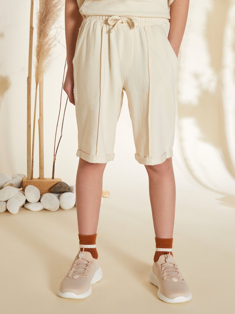 Bermudas em moletão com cós elástico BRANCO - Kiabi
