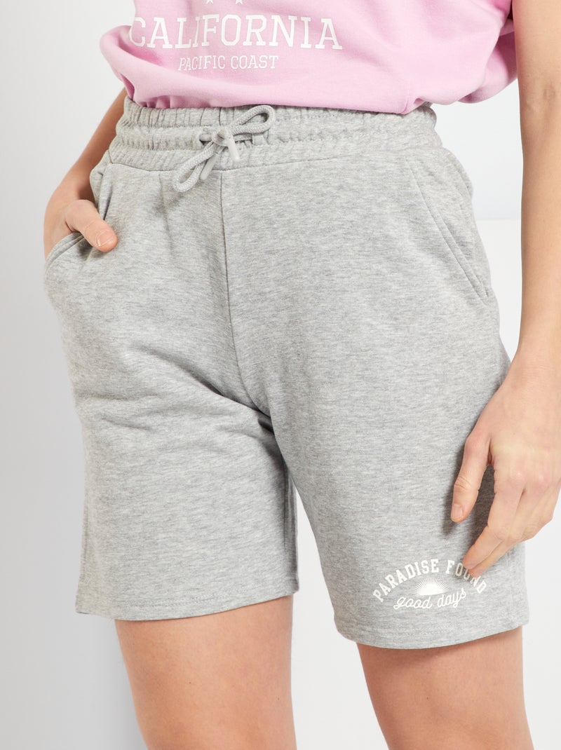 Bermudas em moletão com cós elástico CINZA - Kiabi