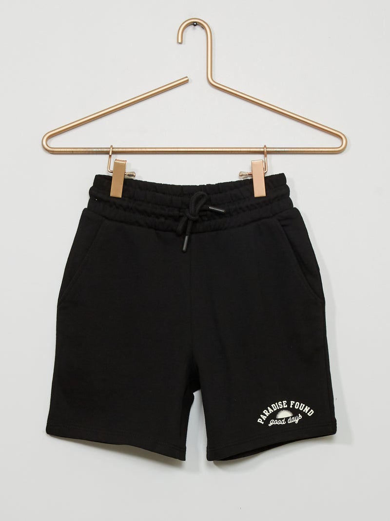 Bermudas em moletão com cós elástico PRETO - Kiabi