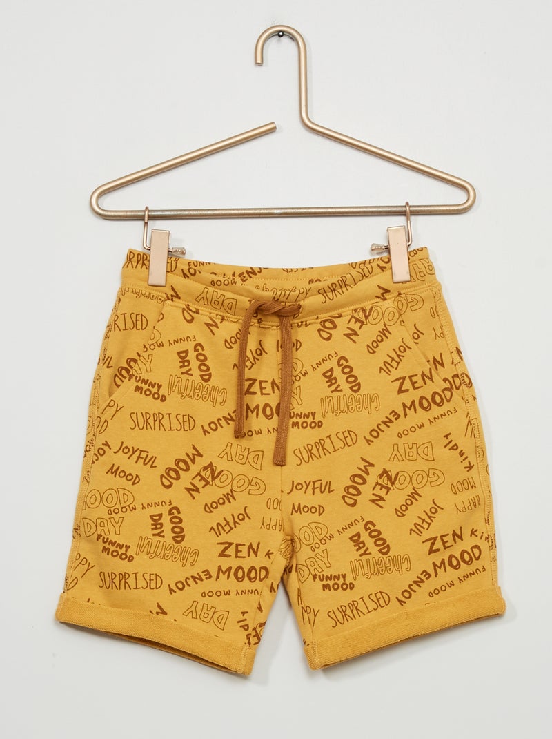Bermudas em moletão com estampado AMARELO - Kiabi
