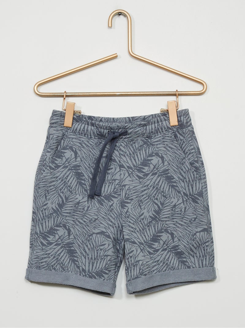 Bermudas em moletão com estampado AZUL - Kiabi