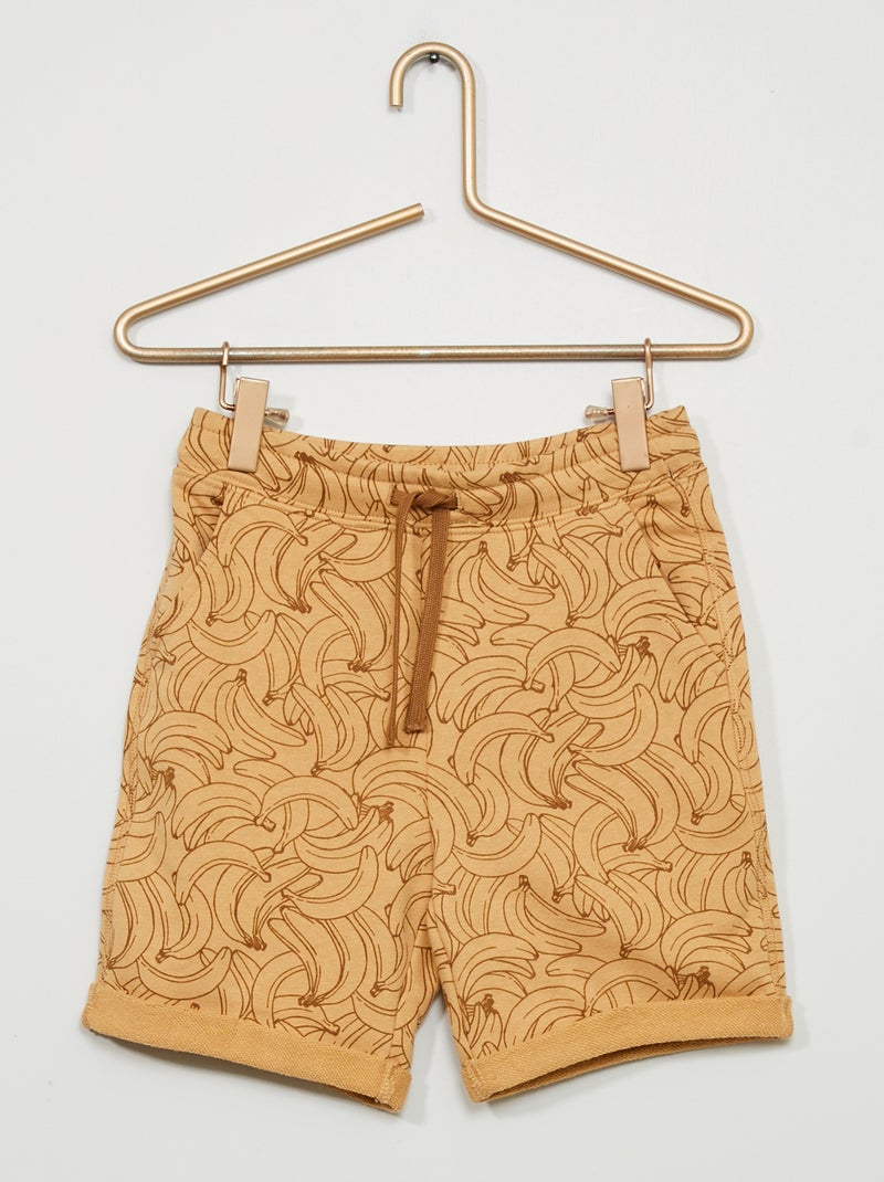 Bermudas em moletão com estampado BEGE - Kiabi