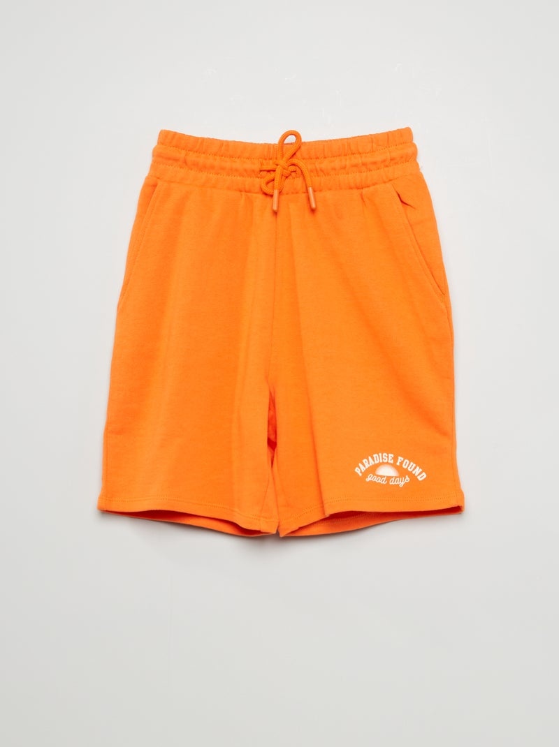 Bermudas em moletão com estampado LARANJA - Kiabi