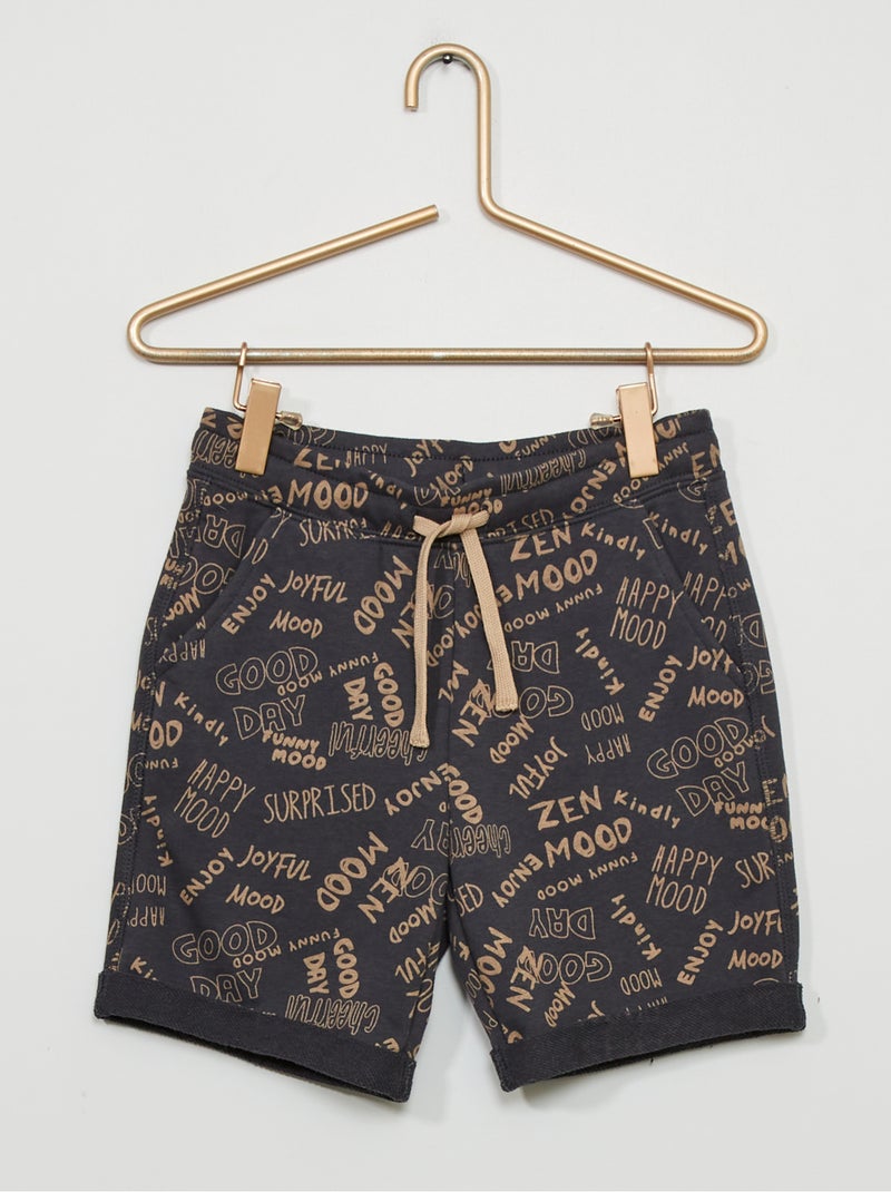 Bermudas em moletão com estampado PRETO - Kiabi