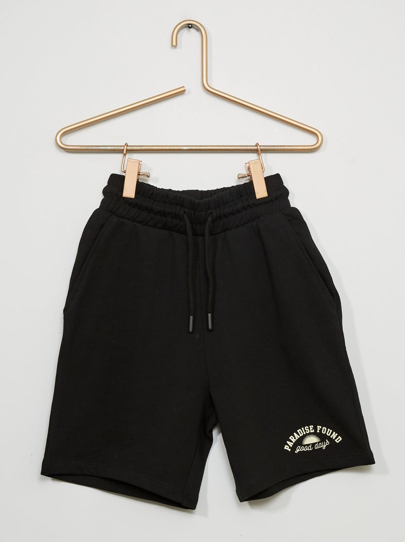 Bermudas em moletão com estampado PRETO - Kiabi