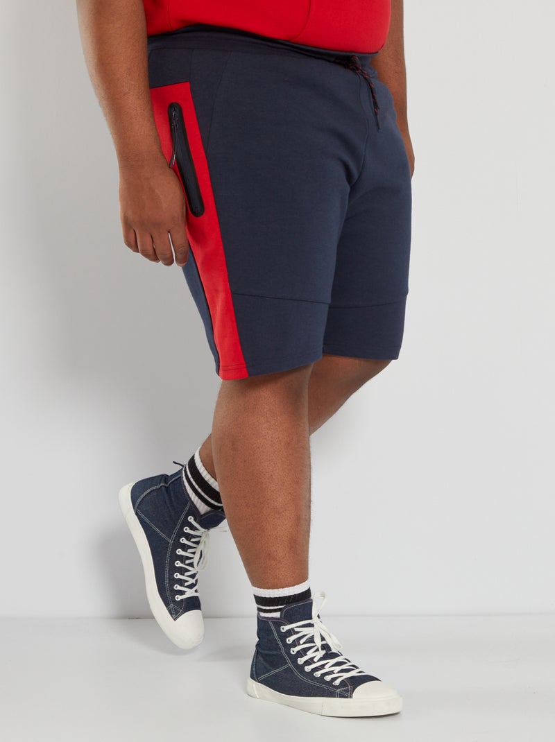 Bermudas em moletão com faixas contrastantes AZUL - Kiabi