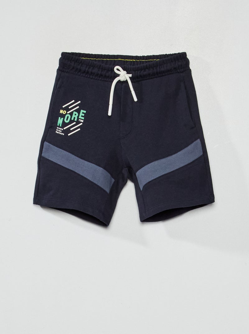 Bermudas em moletão com faixas contrastantes AZUL - Kiabi