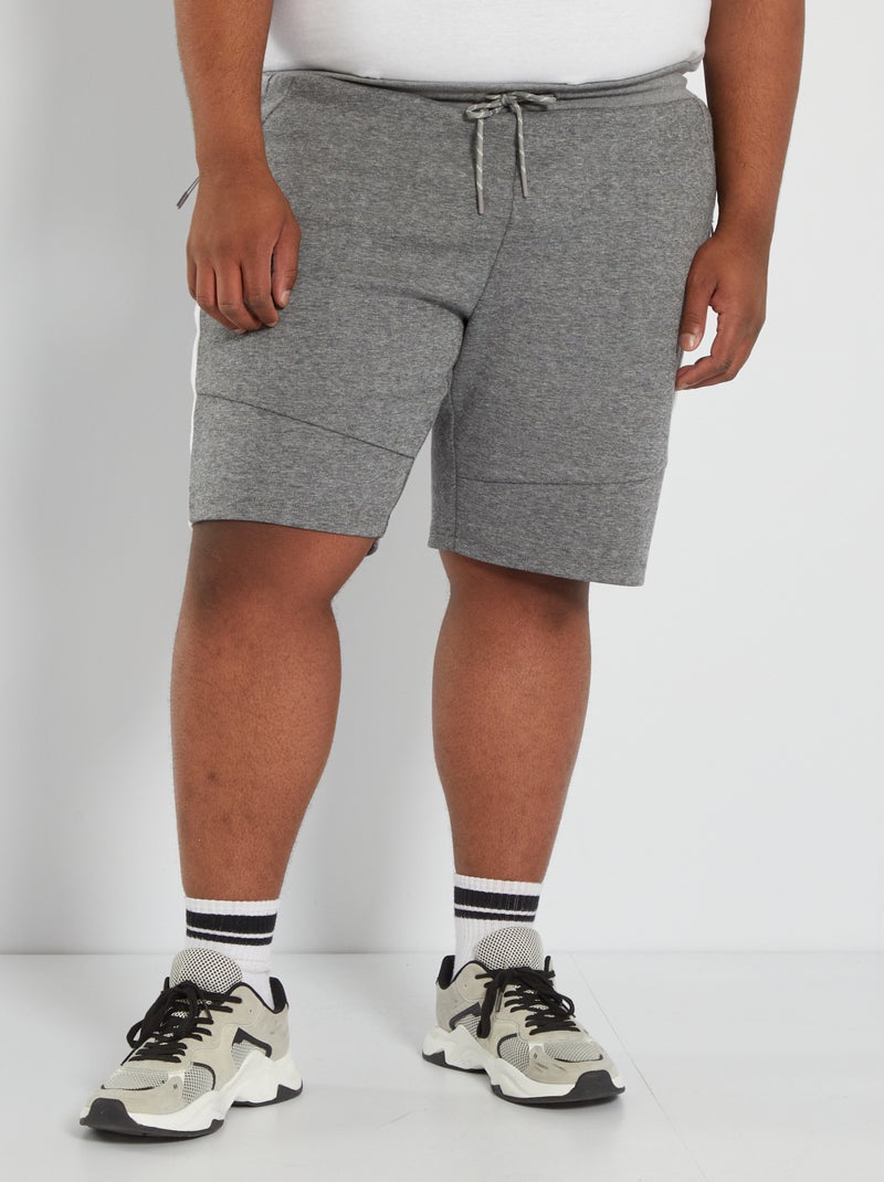 Bermudas em moletão com faixas contrastantes CINZA - Kiabi