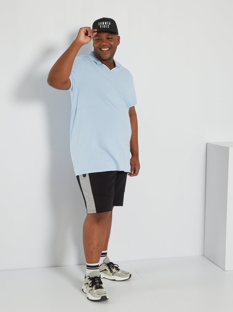 Bermudas em moletão com faixas contrastantes Preto - Kiabi