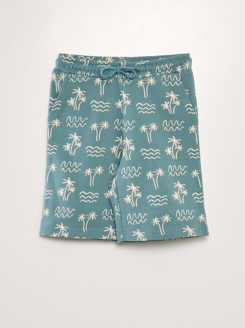 Bermudas em moletão estampado VERDE - Kiabi