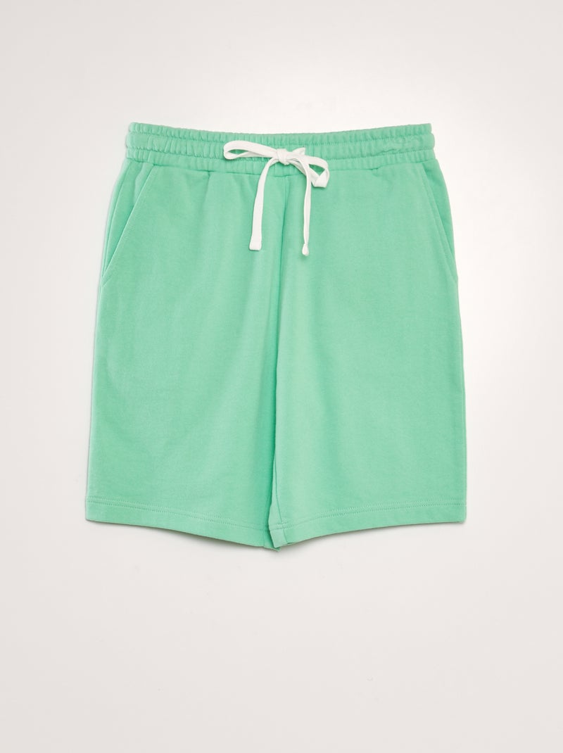 Bermudas em moletão fino VERDE - Kiabi