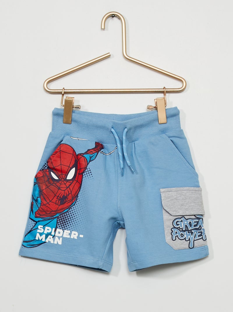 Bermudas em moletão 'Homem-Aranha' 'Mavel' Azul - Kiabi