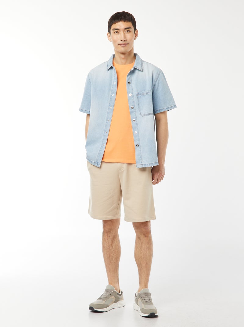 Bermudas em moletão leve Bege - Kiabi