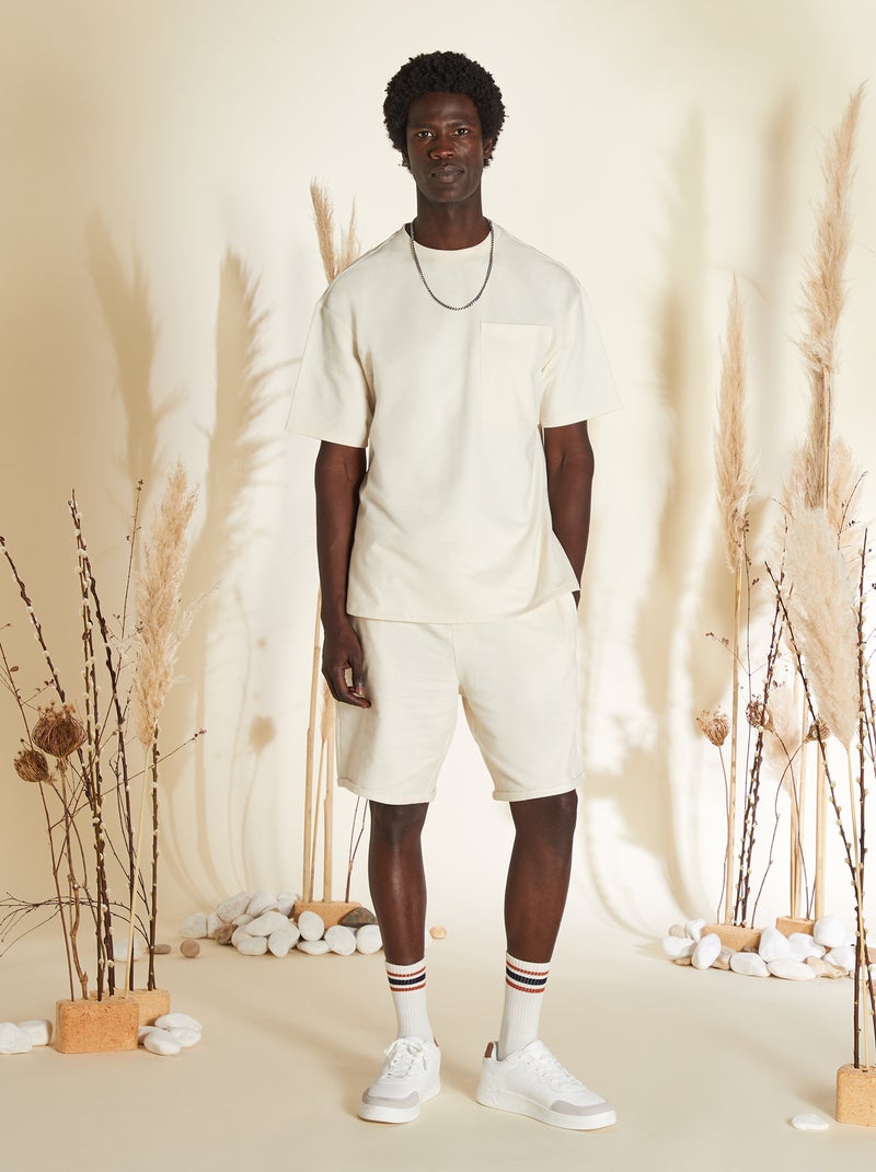 Bermudas em moletão leve BRANCO - Kiabi