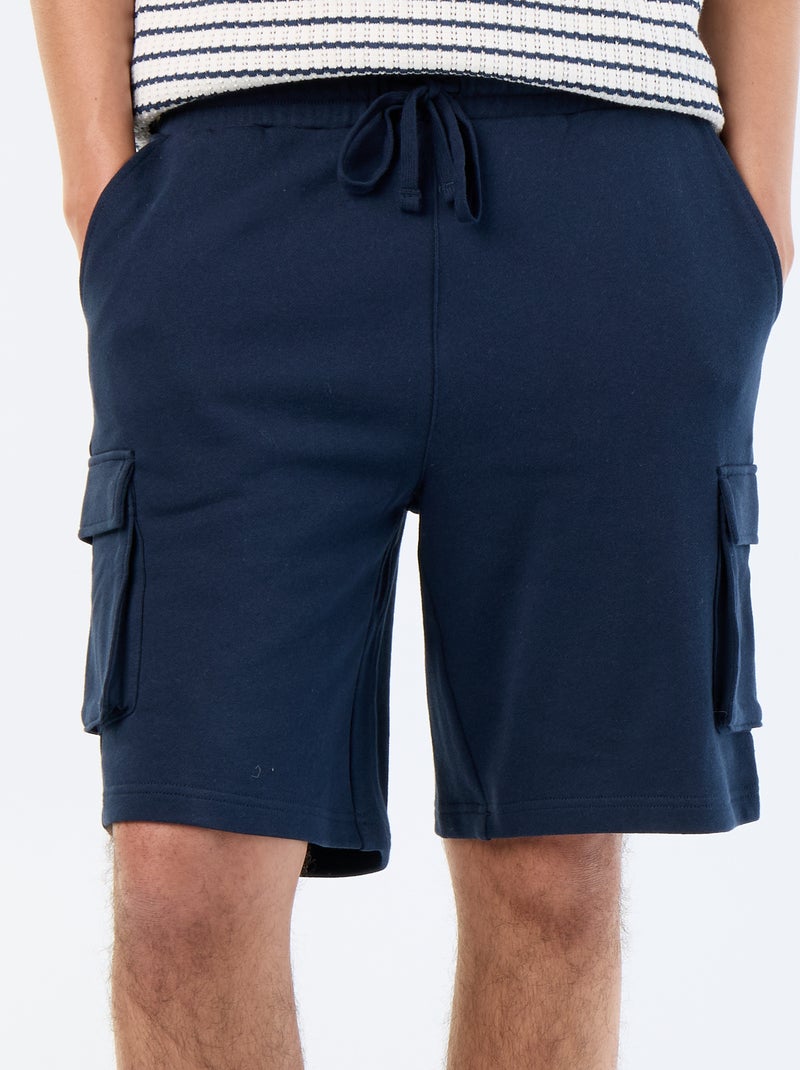 Bermudas em moletão leve com bolsos de aba Azul - Kiabi