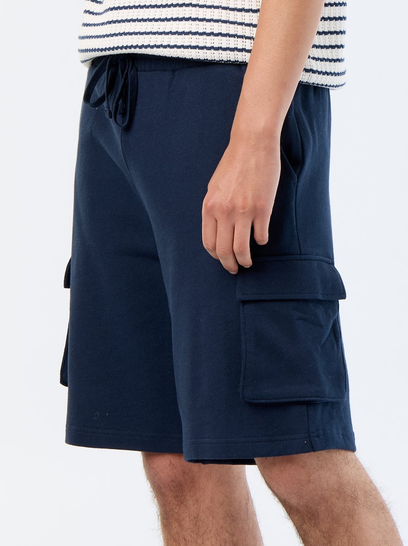 Bermudas em moletão leve com bolsos de aba Azul - Kiabi