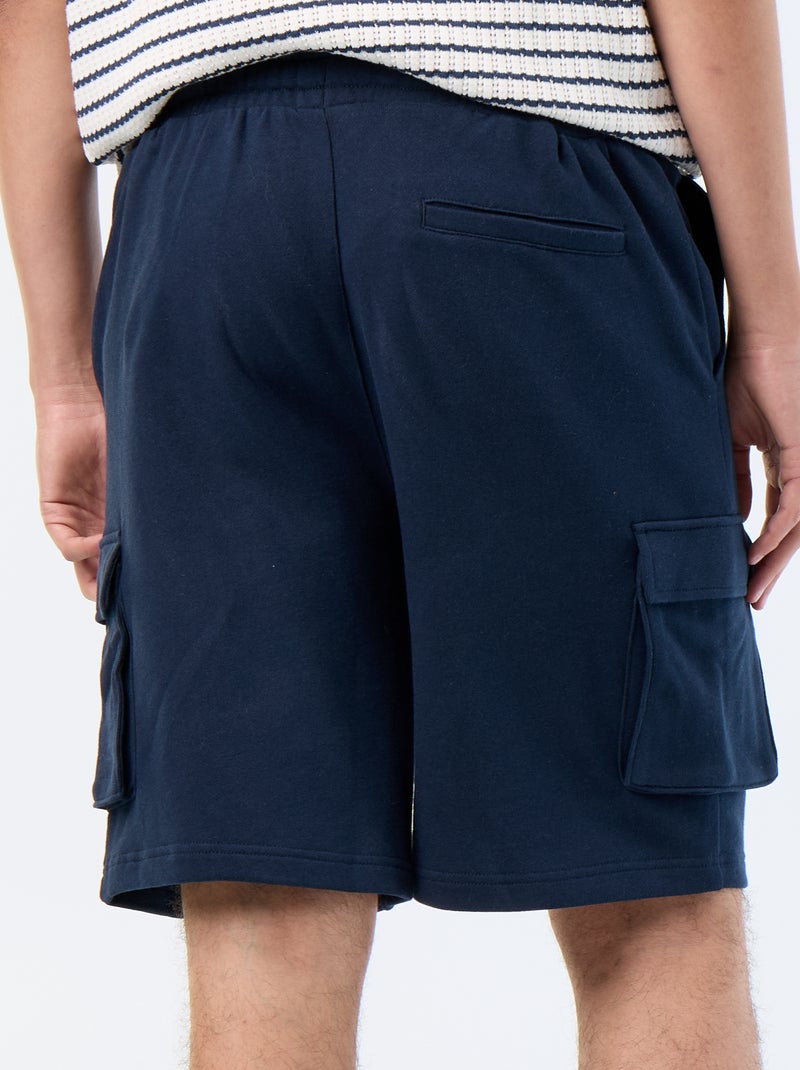 Bermudas em moletão leve com bolsos de aba Azul - Kiabi