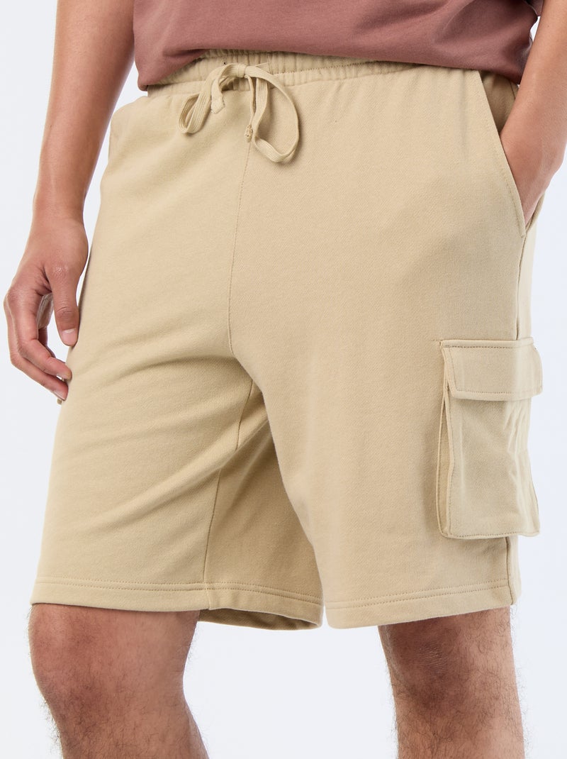 Bermudas em moletão leve com bolsos de aba Bege - Kiabi