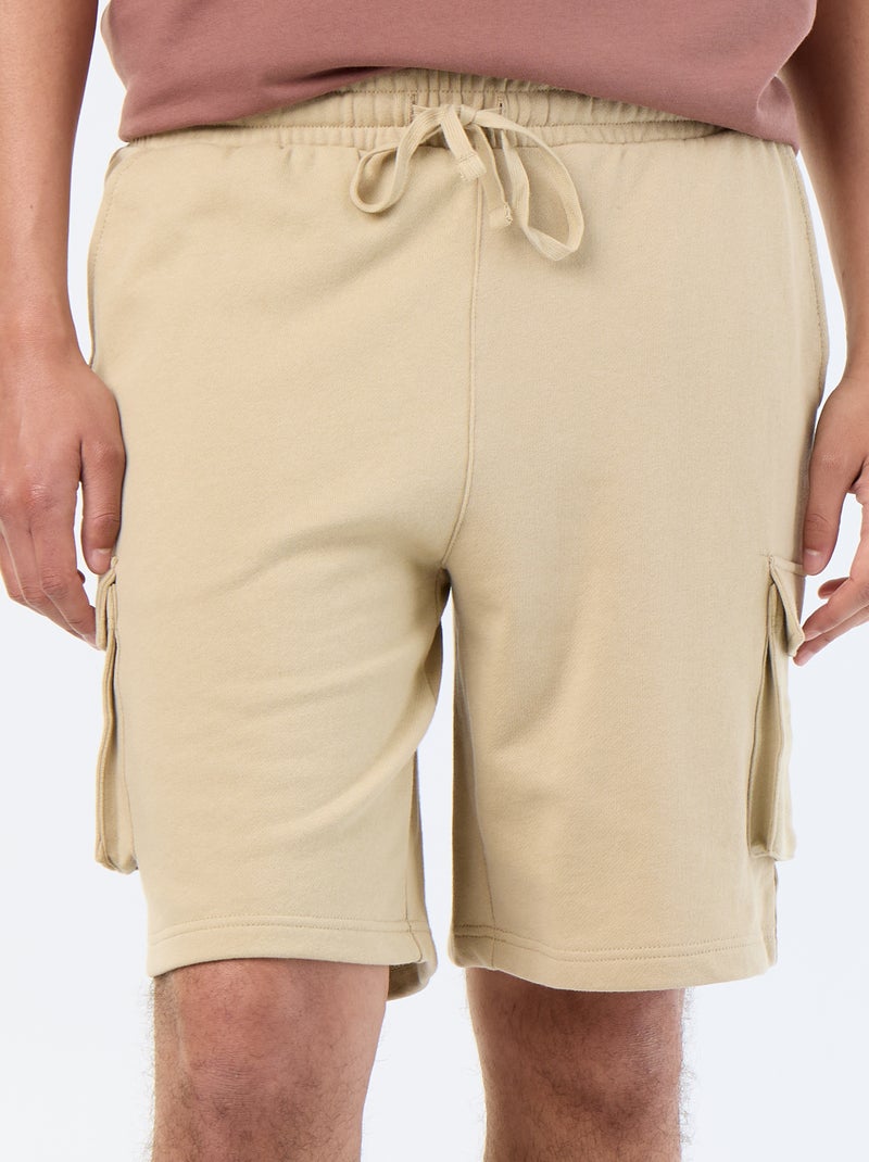 Bermudas em moletão leve com bolsos de aba Bege - Kiabi