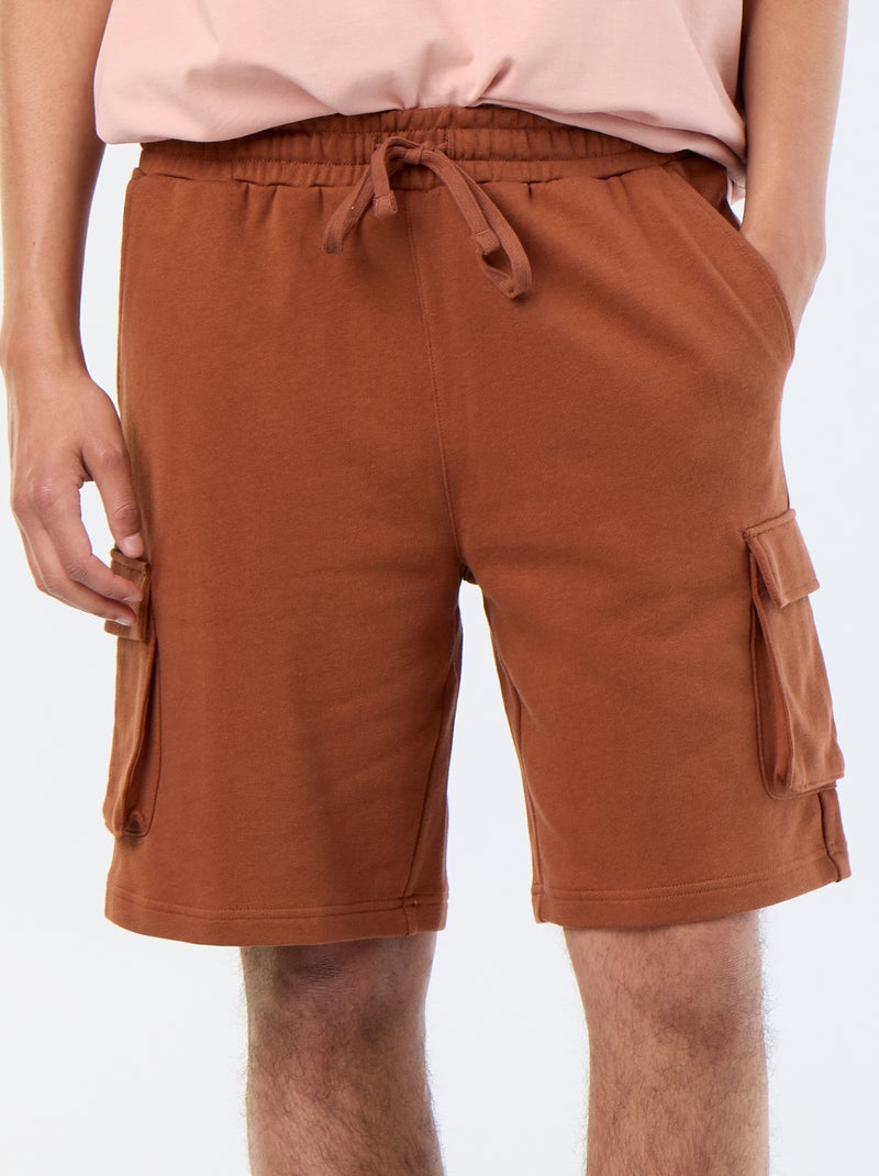 Bermudas em moletão leve com bolsos de aba Castanho - Kiabi