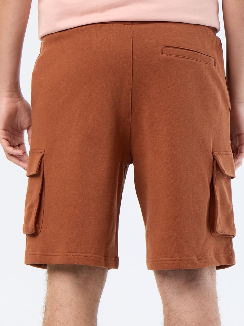 Bermudas em moletão leve com bolsos de aba Castanho - Kiabi