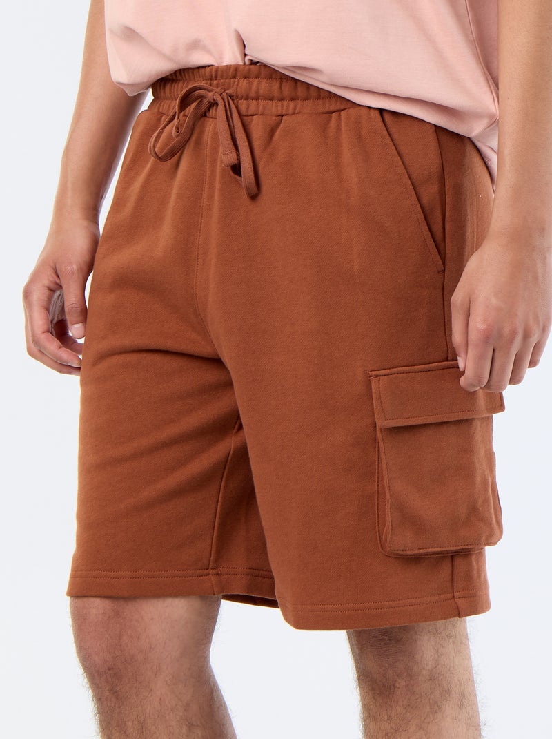 Bermudas em moletão leve com bolsos de aba Castanho - Kiabi