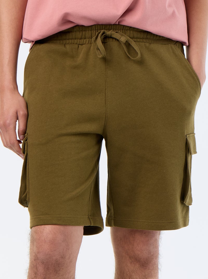Bermudas em moletão leve com bolsos de aba Verde - Kiabi