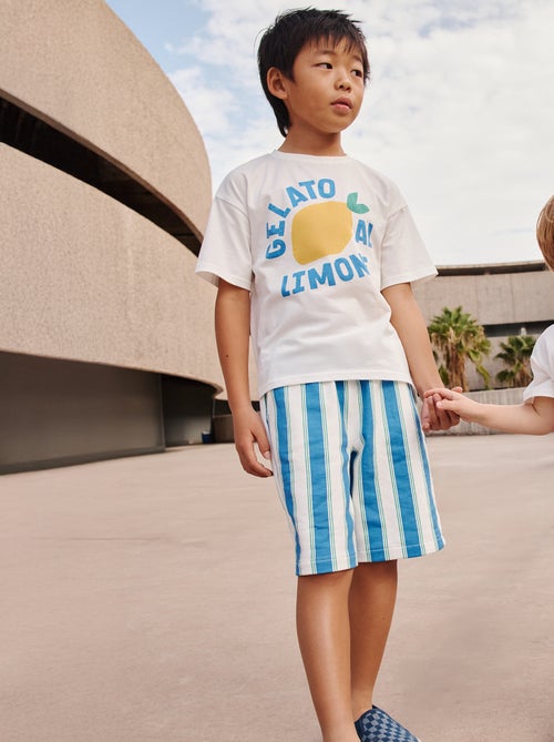 Bermudas em moletão leve com motivo - Kiabi