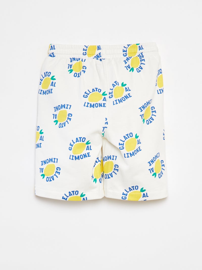 Bermudas em moletão leve com motivo BRANCO - Kiabi