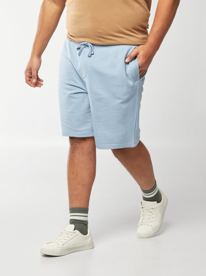 Bermudas em moletão leve lisas AZUL - Kiabi