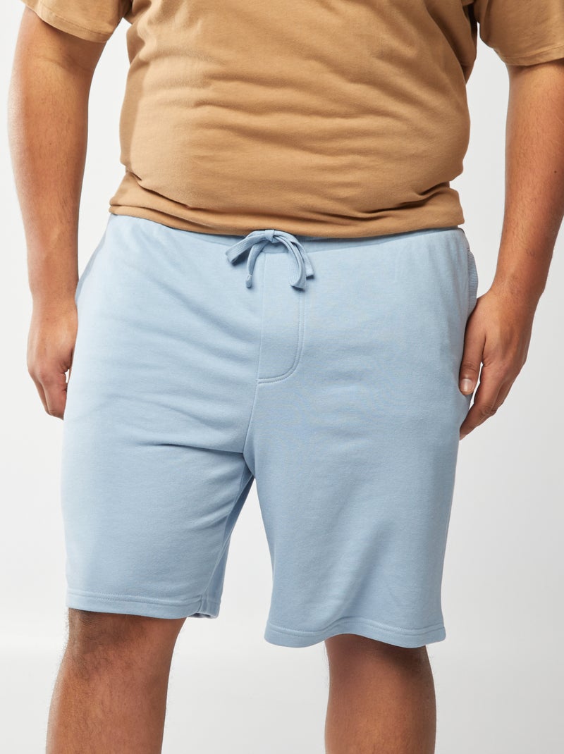 Bermudas em moletão leve lisas AZUL - Kiabi