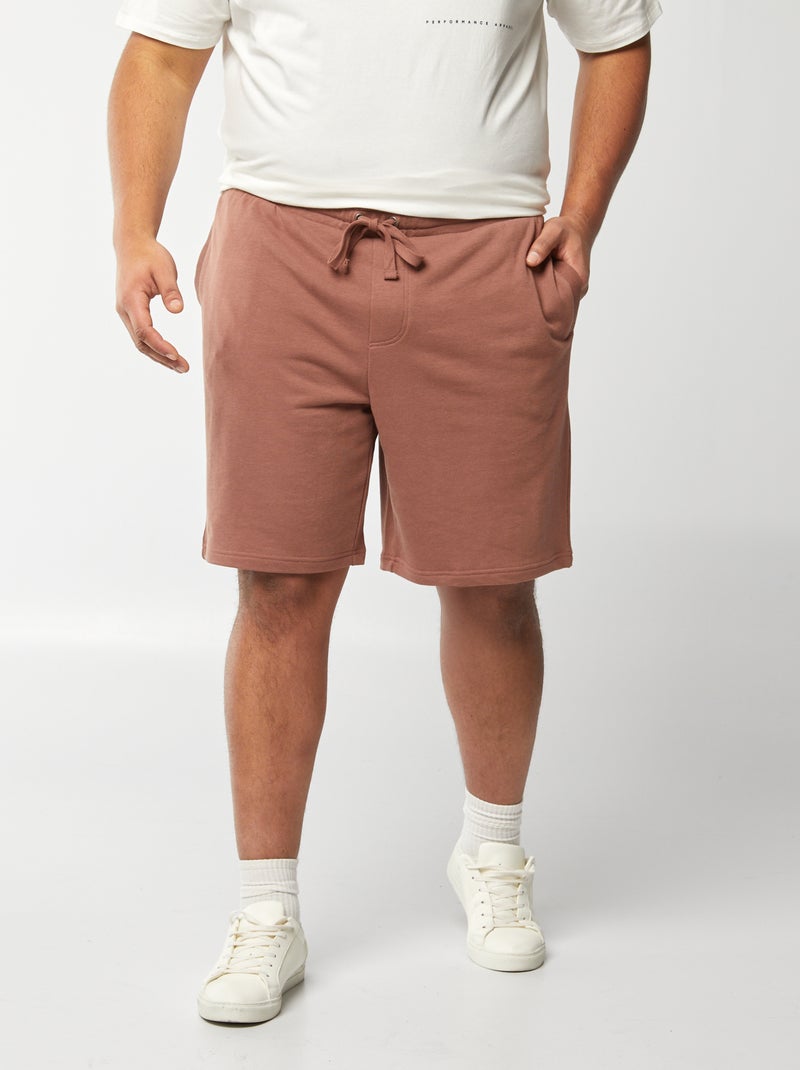 Bermudas em moletão leve lisas CASTANHO - Kiabi