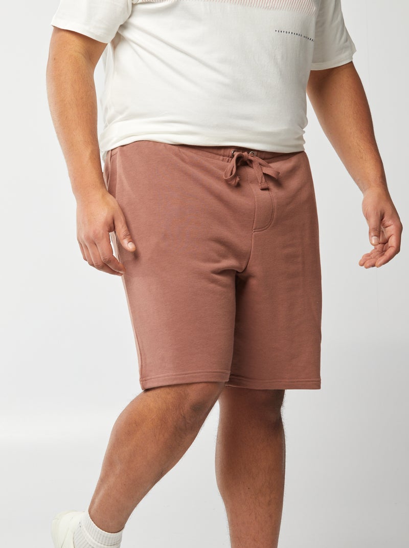 Bermudas em moletão leve lisas CASTANHO - Kiabi