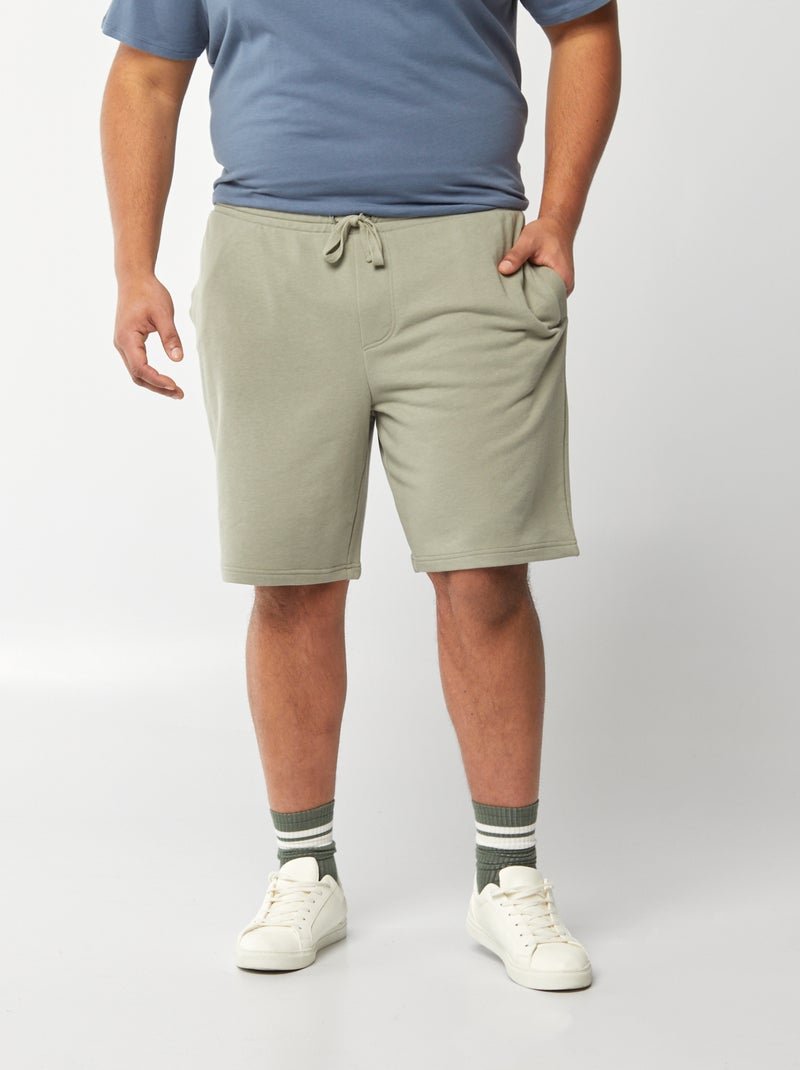 Bermudas em moletão leve lisas VERDE - Kiabi