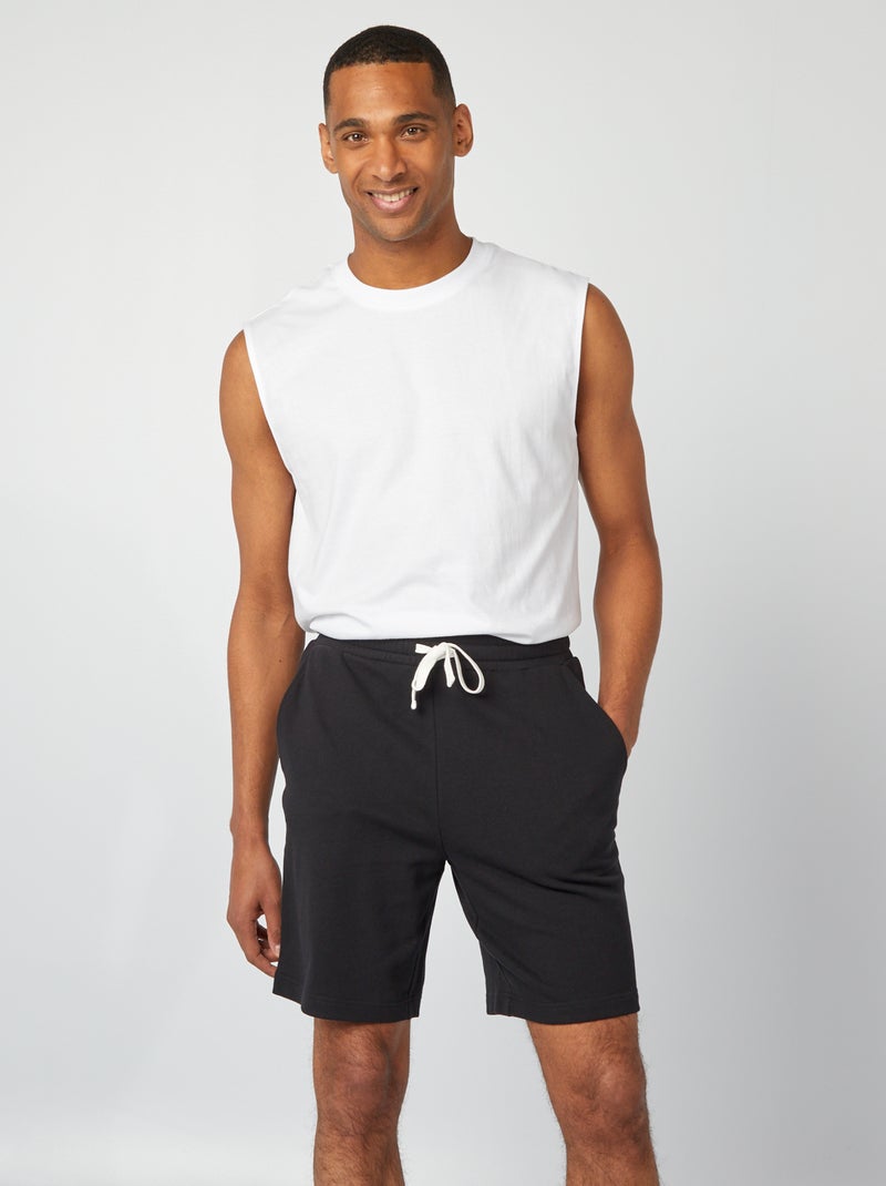 Bermudas em moletão leve Preto - Kiabi