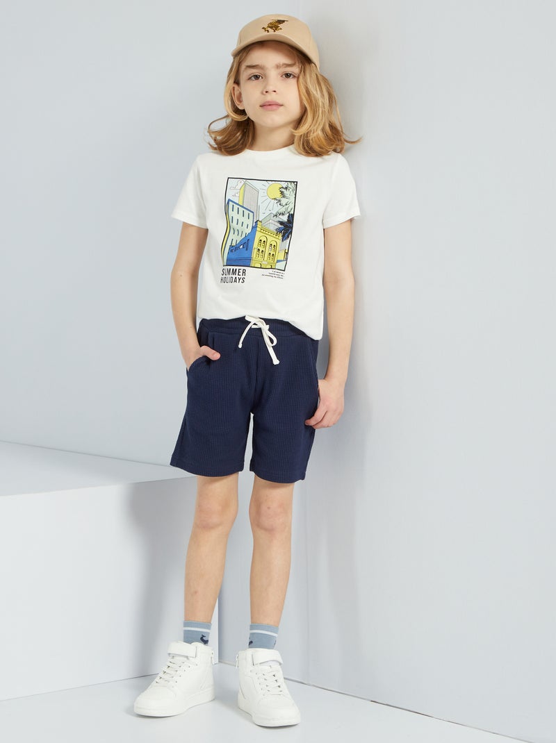 Bermudas em ninho de abelha Azul Preto - Kiabi