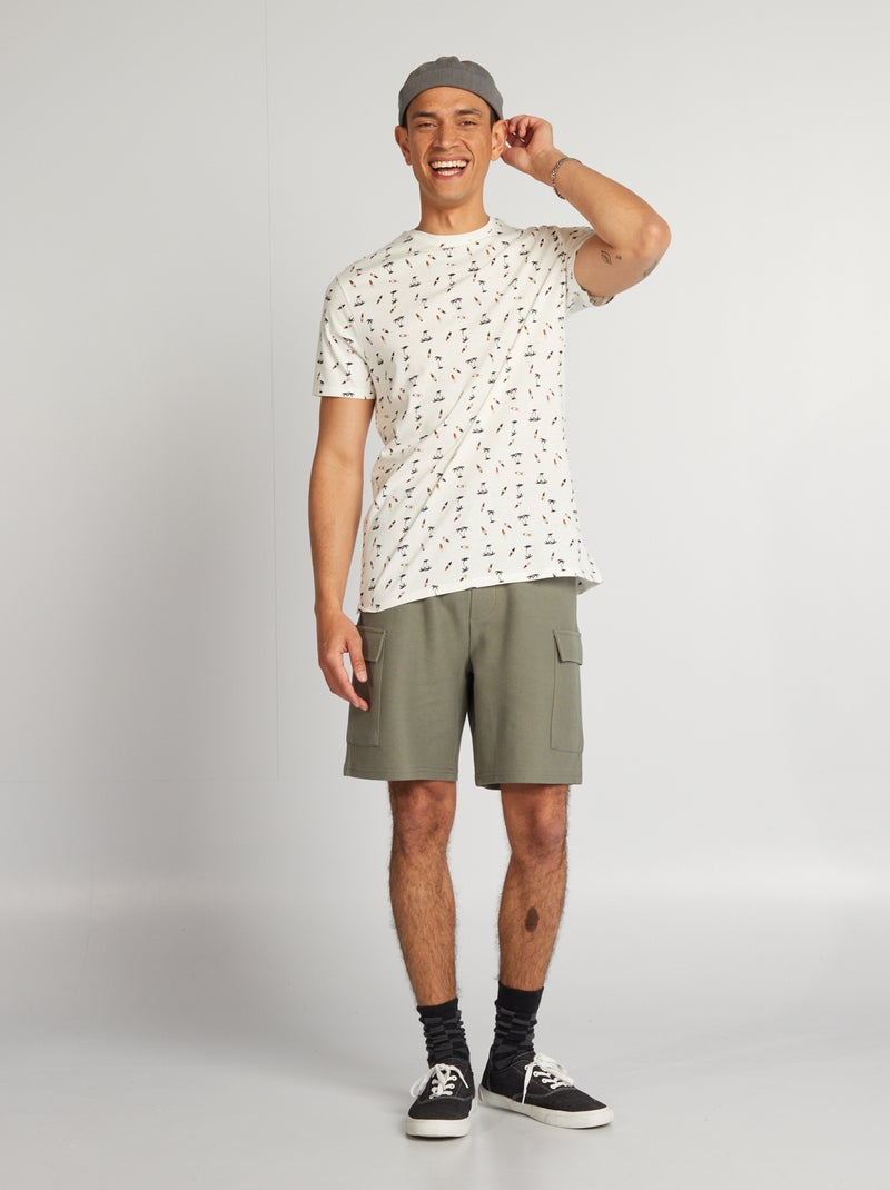 Bermudas em piqué de algodão com bolsos VERDE - Kiabi