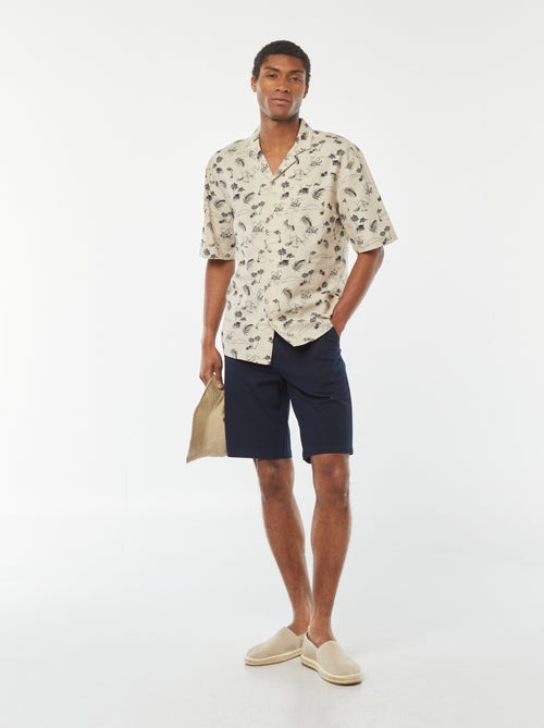 Bermudas em piqué de algodão liso - Kiabi