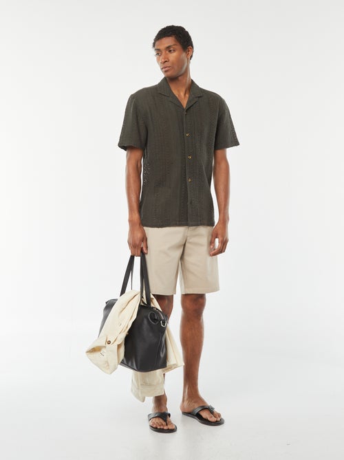 Bermudas em piqué de algodão liso - Kiabi