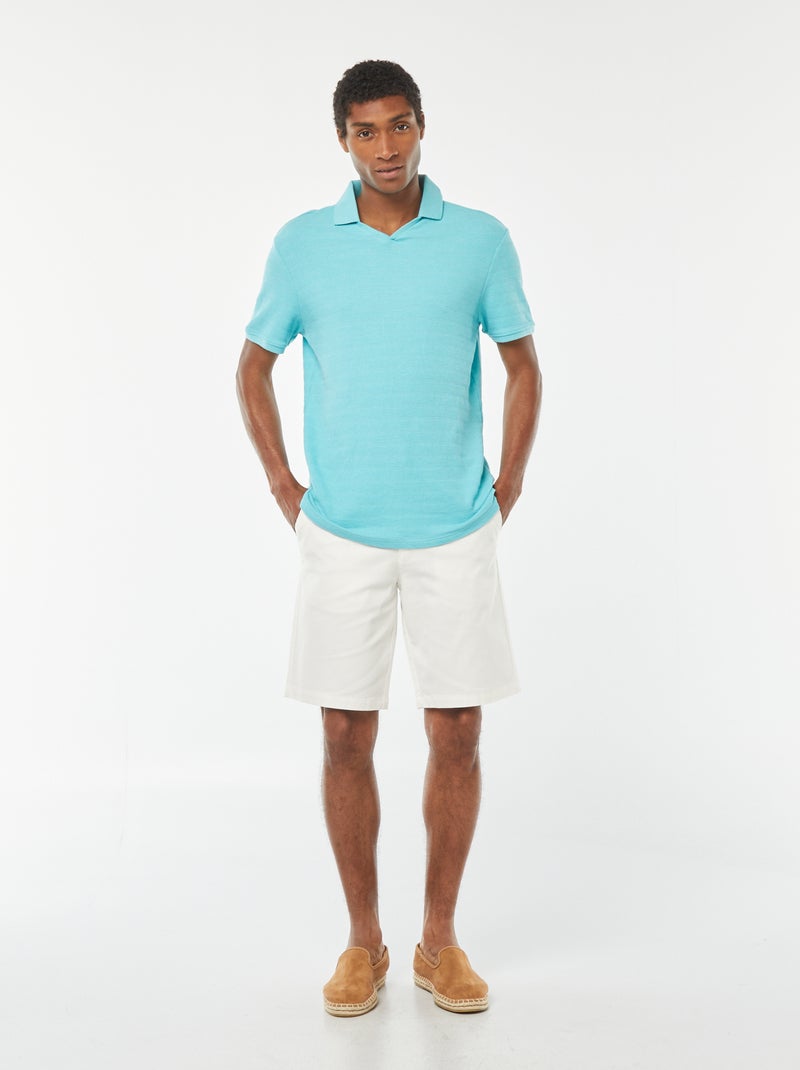 Bermudas em piqué de algodão liso BRANCO - Kiabi