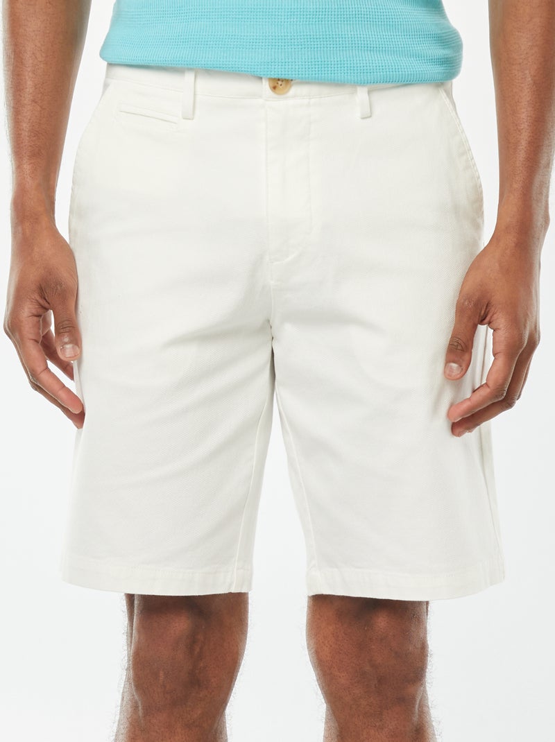 Bermudas em piqué de algodão liso BRANCO - Kiabi