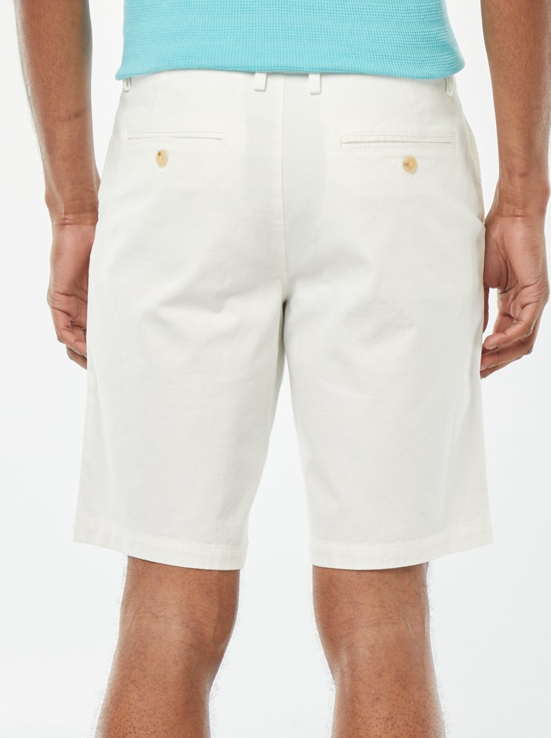 Bermudas em piqué de algodão liso BRANCO - Kiabi
