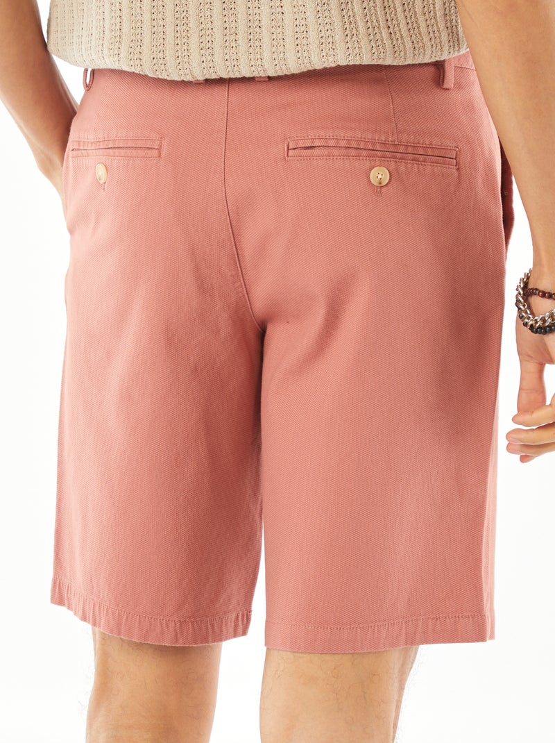 Bermudas em piqué de algodão liso ROSA - Kiabi