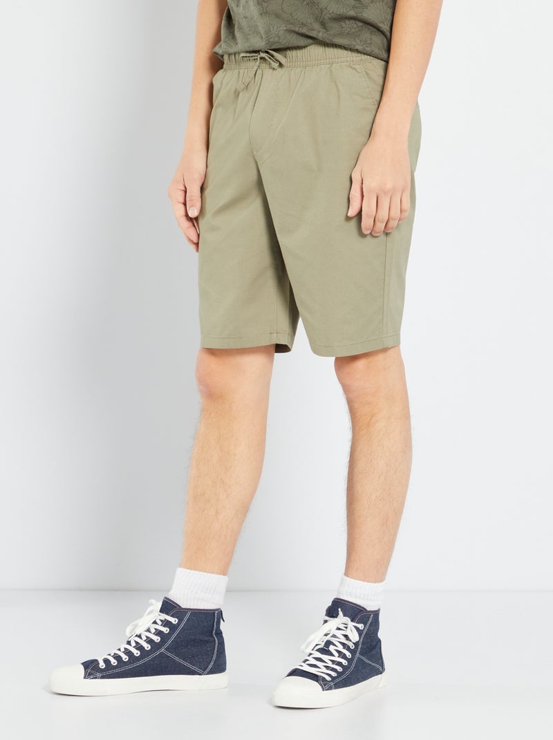 Bermudas em sarja Caqui castanho - Kiabi